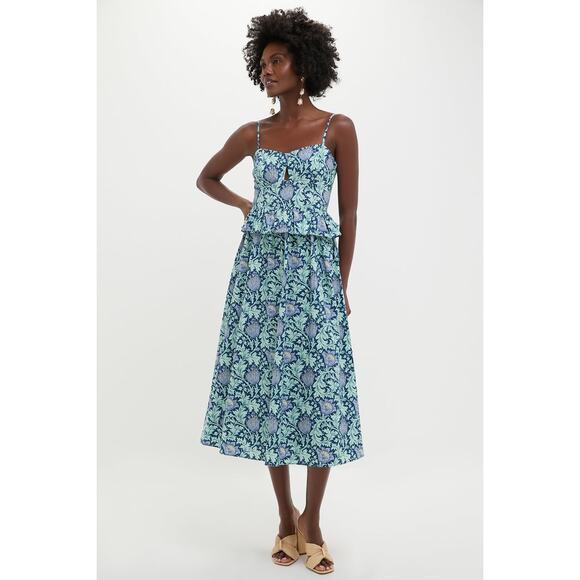 HYACINTH HOUSE Blue Leafy Floral Maeve Midi Dress Size S NWT - Picture 4 of 7